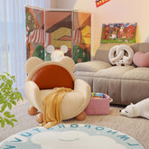 Children's solid wood sofa with teddy plush cushioning for comfort and durability
